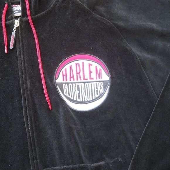Platinum FUBU x Harlem Globetrotters Velour Velvet Vintage Zip-up Jacket Men's L - Picture 6 of 8